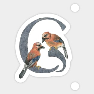 Avian Alphabet G - Eurasian jay Sticker